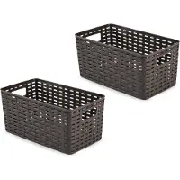 PlasticForte Opbergmand - 3x - Kastmand - rotan kunststof - donkerbruin - 5 Liter - 15 x 28 x 13 cm