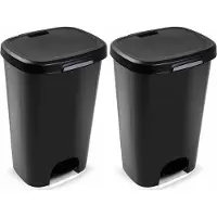 PlasticForte Pedaalemmer - 1x - zwart - 50L - prullenbak - 41 x 36 x 63,5 cm
