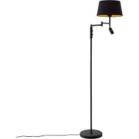 QAZQA Vloerlamp zwart met zwarte kap en verstelbare leeslamp - Ladas