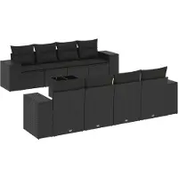 vidaXL 9-delige Loungeset met kussens poly rattan zwart