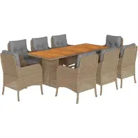 vidaXL 9-delige tuinset met kussens, beige, van polyrotan
