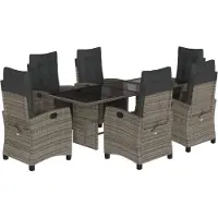vidaXL 7-delige Tuinset met kussens poly rattan grijs