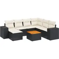 vidaXL 8-delige Loungeset met kussens poly rattan zwart