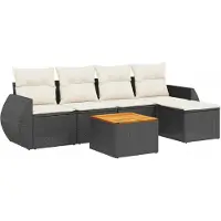 vidaXL 6-delige Loungeset met kussens poly rattan zwart