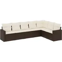 vidaXL 7-delige Loungeset met kussens poly rattan bruin
