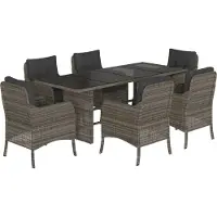 vidaXL 7-delige Tuinset met kussens poly rattan grijs