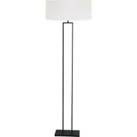 Steinhauer Zwarte staande lamp Stang 3851ZW met E27 fitting en wit grof linnen kap