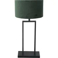 Steinhauer Zwarte tafellamp Stang 3862ZW met E27 fitting en groene velours stoffen kap Greenwave