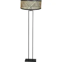 Steinhauer Zwarte staande lamp Stang 3845ZW met E27 fitting en naturel met zwart bamboe kap