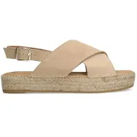 Manfield Beige suède sandalen met plateau | Maat 39