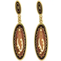 Behave - Dames oorbellen - Vintage bruin cloisonné stijl - 5 cm