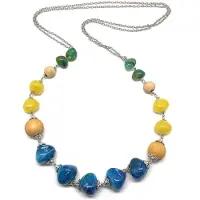 Behave - Ketting - Kralenketting - Blauw - Geel - Groen - Dames - 70 cm