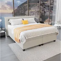 Mörgenn Boxspring Capri - Pocketvering Boxen en matrassen - Luxe 12cm topper - Beige - 160x220 cm - Inclusief Dekbed en Kussens