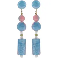 Behave - Oorbellen - Marmerlook roze blauw - Statement oorhangers 10 cm