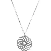 Behave - Ketting met bloem hanger - Stainless Steel - Zilverkleur - 41 cm