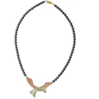 Behave - Ketting dames - Hematiet kralen - Schelpen hanger - Grijs Crème Roze - 50 cm