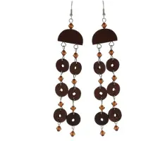Behave - Lange oorhangers boho stijl hout bruin natuurlijk effect 13 cm
