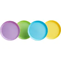 Munchkin Multi Gekleurde Bordjes voor Kinderen - Vrolijke Kleurtjes - Magnetron- en Vaatwasserbestendig - Per 4 Stuks
