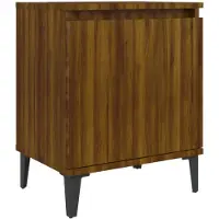 vidaXL Nachtkastje met metalen poten 40x30x50 cm bruin eikenkleur