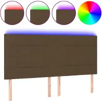 vidaXL Hoofdbord LED 200x5x118/128 cm stof donkerbruin