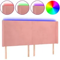 vidaXL Hoofdbord LED 163x16x118/128 cm fluweel roze
