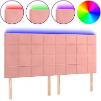 vidaXL Hoofdbord LED 180x5x118/128 cm fluweel roze