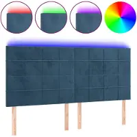 vidaXL Hoofdbord LED 160x5x118/128 cm fluweel donkerblauw
