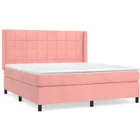 vidaXL Boxspring met matras fluweel roze 180x200 cm