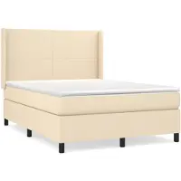 vidaXL Boxspring met matras stof crèmekleurig 140x190 cm
