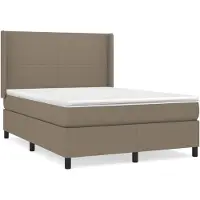 vidaXL Boxspring met matras stof taupe 140x200 cm