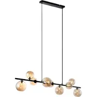 Freelight Hanglamp Calcio 9 lichts L 125 cm excl. 9x G9 LED amber glas zwart