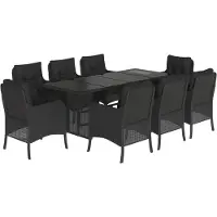 vidaXL 9-delige Tuinset poly rattan zwart