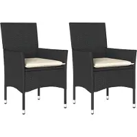 vidaXL Tuinstoelen 2 st met kussens poly rattan zwart