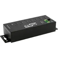 EXSYS - USB 3.2 Gen1 Hub 7-Port 7xC Anschluss ink.USB-Kabel Din-Rail - Kabel USB-hub Zwart