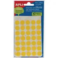 APLI ronde etiketten in etui diameter 13 mm, geel, 175 stuks, 35 per blad (2055) - 13 stuks