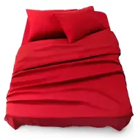 Blumtal 3-delige Set Bedlaken - Hoeslaken 180 x 200 x 30 cm - Laken 280 x 275 cm - 2 x Kussensloop 50 x 80 cm - Rood