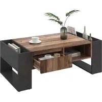OEM Salontafel 111x60x40 cm – Uitstraling van hout – Lade en multifunctioneel opbergvlak – Grijs