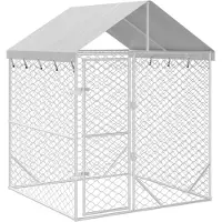 vidaXL Hondenkennel met dak 2x2x2,5 m gegalvaniseerd staal zilver