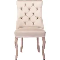 Merax Luxe Eetkamerstoelen Set van 2 - Velvet Eetkamerstoel met Hoge Rugleuning en Decoratie Knopen Eettafel Stoelen - Beige