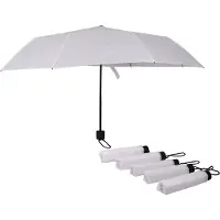 Discountershop Paraplu Set van 6 Witte Opvouwbare Paraplu's - Windproof - Diameter 100cm - Aluminium Frame - Polyester Doek - Regenkleding & Paraplu’s - Outdoor - Unisex