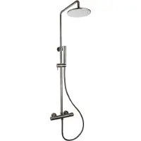 Sanilux Regendoucheset opbouw blair thermostatisch geribbelde knop douchekop 30 cm gunmetal