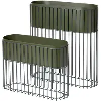 Broste Copenhagen Fenja plantenbak op standaard groen set van 2 stuks - 71178247