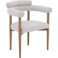 Goossens Eetkamerstoel Splinter lichtgrijs stof met armleuning, elegant chic