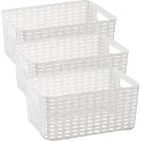 PlasticForte Opbergmand - 3x - Kastmand - rotan kunststof - wit - 10 Liter - 22 x 33 x 16 cm