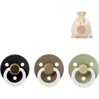 BIBS fopspenen T3 Glow in the dark: black, dark oak en sage + BolleToet speenzakje