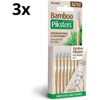 Piksters 3x Bamboe Rechte Ragers - Maat 2 - Fijn Wit - 32 stuks