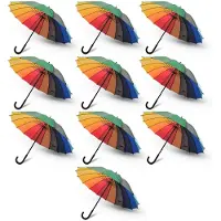 Merkloos Opvouwbare Polyester Stormparaplu 10x Paraplu Grote, Stevige Paraplu Diameter: 98 cm