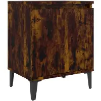 vidaXL Nachtkastje met metalen poten 40x30x50 cm gerookt eikenkleurig