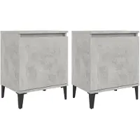 vidaXL Nachtkastjes met metalen poten 40x30x50 cm betongrijs