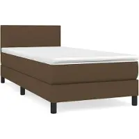 vidaXL Boxspring met matras stof donkerbruin 80x200 cm